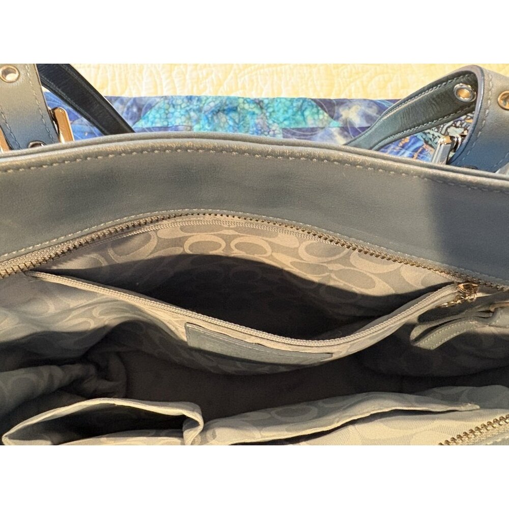 Vtg Coach Large Leather Hobo Shoulder Blue Teal Gallery Tote Bag Purse 2004 EUC - Picture 7 of 16